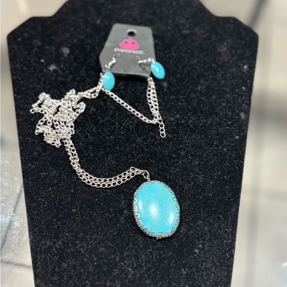 Turquoise Pendant Necklace and Earring Set
